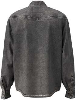 Diesel Heren Diesel S-Gils Pocket Denim Effect Shirt in Zwart Grijs