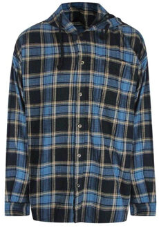 Diesel Heren Geruite Hoodie Shirt (Blauw/Zwart) Zwart/blauw