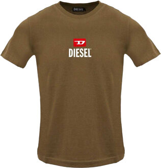 Diesel Heren Gewoon Klein Nieuw D Logo T-Shirt (Koffiebruin) - maat 2XL Donker Bruin