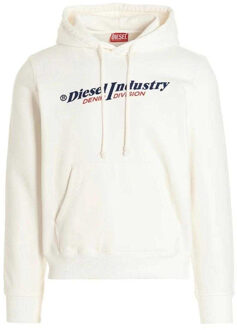 Diesel Heren Industrie Denim Divisie Hoodie (Wit)