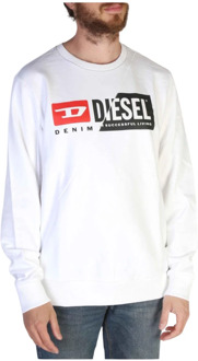 Diesel Heren Logo Print Sweatshirt Diesel , White , Heren