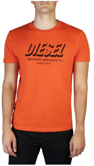 Diesel Heren Slim Fit Katoenen T-shirt Diesel , Orange , Heren - M,S