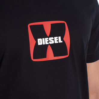 Diesel Heren Slim Fit Korte Mouwen T-Shirt A03848_RPATI - maat Zwart