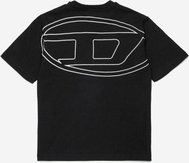 Diesel Jongens Oval D Logo T-shirt in Zwart - 14J / 164cm