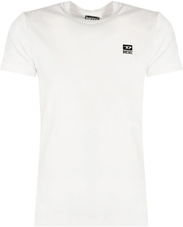 Diesel Klassieke Ronde Hals T-Shirt Diesel , White , Heren - 3XL