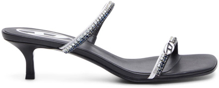 Diesel Leren sandalen met kristallen bandjes Diesel , Black , Dames - 37 Eu,40 Eu,41 Eu,38 Eu,39 Eu,35 EU