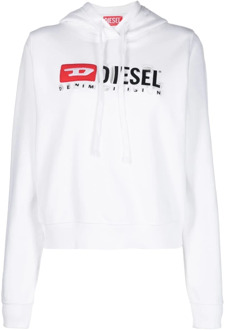 Diesel Logo-detail Katoenen Hoodie Diesel , White , Dames - L