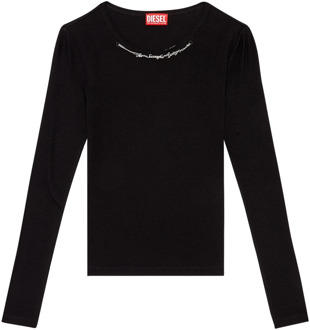 Diesel Long-sleeve top with chain necklace Diesel , Black , Dames - L,M,S,Xs,2Xs