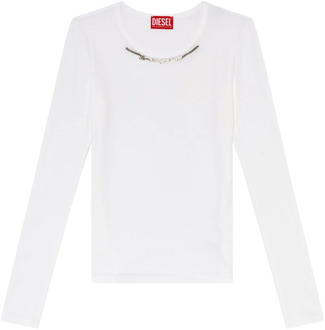 Diesel Long-sleeve top with chain necklace Diesel , White , Dames - Xl,L,M,S,Xs,2Xs