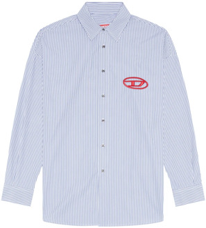 Diesel Loose fit shirt with embroidered logo Diesel , Blue , Heren - Xl,L,M,S