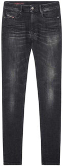 Diesel Mannen Sleenker Vernield Denim Versterkte Jeans (Zwart) - 31W/28L