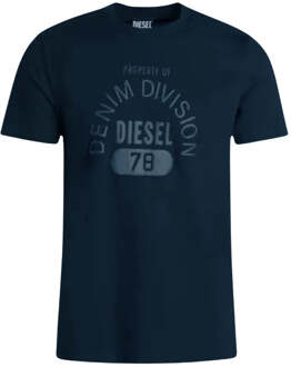 Diesel Marineblauw T-shirt met Diesel Property Of Denim Division-logo - 2XL