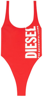 Diesel Maxi logo swimsuit in nylon Diesel , Red , Dames - M,2Xs