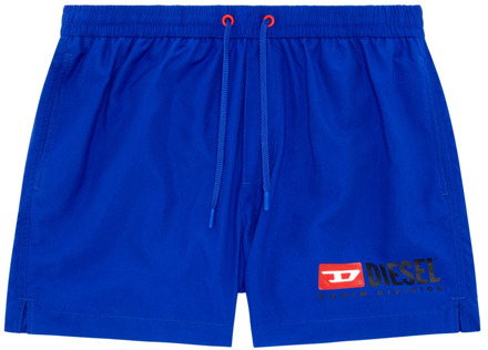 Diesel Mid-length swim shorts with logo print Diesel , Blue , Heren - 2Xl,Xl,L,M,S,Xs