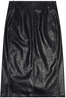 Diesel Midi skirt in supple technical fabric Diesel , Black , Dames - 2Xl,Xl,L,M,S,3Xl