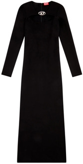 Diesel Milano-knit dress with metal Oval D plaque Diesel , Black , Dames - Xl,L,M,S,Xs,2Xs