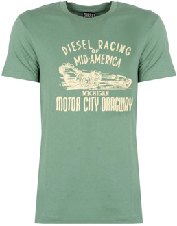 Diesel Minimalistische Halslijn T-Shirt Diesel , Green , Heren - 2Xl,L,M,S