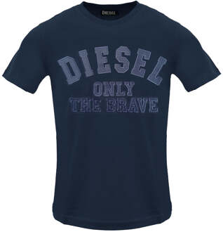 Diesel Monotone Reliëflogo Total Eclipse T-shirt - maat S Navy