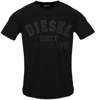 Diesel Monotone Reliëflogo Zwart Kaviaar T-shirt - maat M