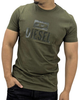 Diesel monotoon logo groen T-shirt