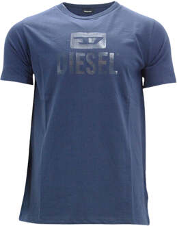 Diesel monotoon logo marineblauw T-shirt - maat L