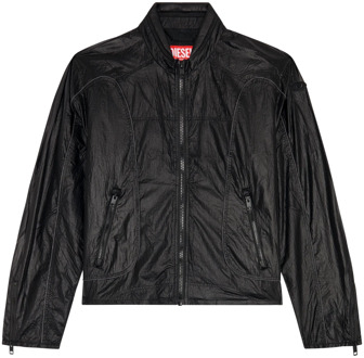 Diesel Nylon jacket with contrast detailing Diesel , Black , Heren - 2Xl,Xl,L,M,S,Xs,3Xl