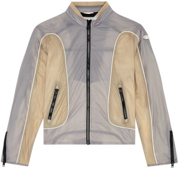Diesel Nylon jacket with contrast detailing Diesel , Gray , Heren - Xl,L,M,S