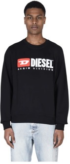 Diesel Organisch Katoenen Sweatshirt met Geborduurd Logo Diesel , Black , Heren - 2Xl,Xl,L,M,S,Xs