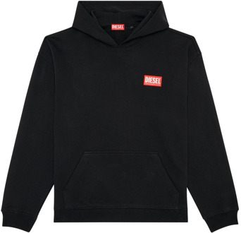 Diesel Oversized hoodie met logo patch Diesel , Black , Heren - L,M