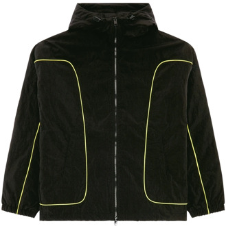 Diesel Padded hooded jacket in wrinkled nylon Diesel , Black , Heren - 2Xl,Xl,L,M,S,Xs