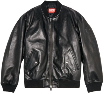 Diesel Padded jacket in tumbled leather Diesel , Black , Heren - 2Xl,Xl,L,M,S,Xs
