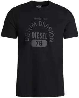 Diesel Property Of Denim Division Logo Zwart T-shirt - maat XL