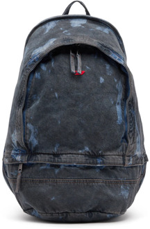 Diesel Rave Backpack - Backpack in coated denim Diesel , Blue , Unisex - ONE Size