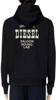 Diesel Saloon Logo Zwarte Hoodie - maat M