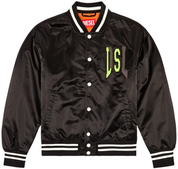 Diesel Satin track jacket with Lies patches Diesel , Black , Heren - 2Xl,Xl,L,M,S,3Xl
