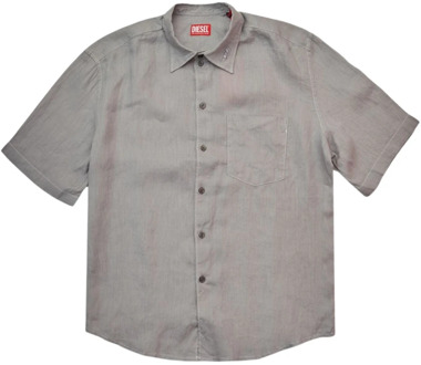 Diesel Short Sleeve Shirts Diesel , Gray , Heren - Xl,L,M,S