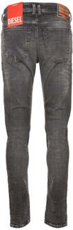 Diesel Sleenker Stone Washed zwarte vervaagde denimjeans Grijs