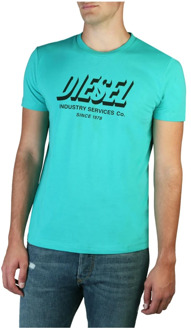Diesel Slim Fit Ronde Hals T-Shirt Diesel , Blue , Heren - Xl,L,M,S