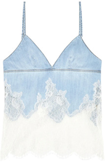 Diesel Strappy top in denim and lace Diesel , Blue , Dames - L,M,S,Xs,2Xs