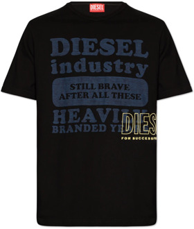Diesel T-Just-N9 bedrukt T-shirt Diesel , Black , Heren - 2Xl,Xl,L,M,S
