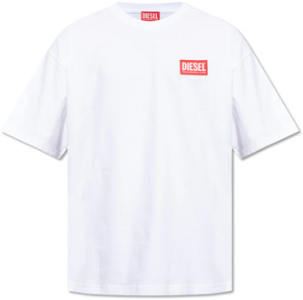 Diesel T-Nlabel-L1 T-shirt Diesel , White , Heren - 2Xl,Xl,L,M,S