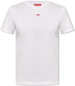 Diesel ‘T-Reg’ T-shirt met logo Diesel , White , Dames - L,Xs,2Xs