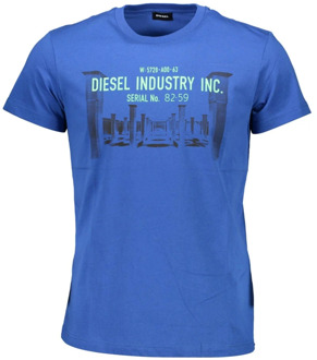 Diesel T-shirt met printopdruk blauw - XXL