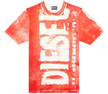 Diesel T-shirt met verloop logo Diesel , Red , Heren - L,M,S
