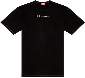 Diesel T-shirt with Die For Success embroidery Diesel , Black , Heren - 2Xl,Xl,L,M,S,Xs,2Xs