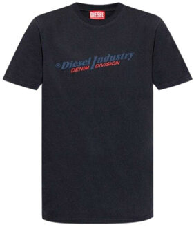 Diesel Unisex Volwassen Industrie Denim Divisie Logo T-shirt (Marineblauw) Navy - S