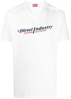 Diesel Unisex Volwassenen Industrie Denim Divisie Logo T-Shirt (Wit) - maat S