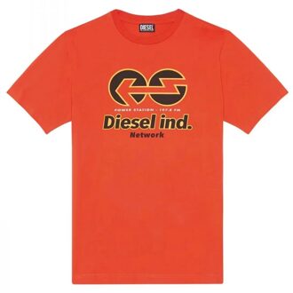 Diesel Unisex Volwassenen Power Station Logo T-Shirt (Oranje/Zwart) - maat