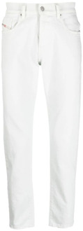 Diesel Witte Slim-Fit Straight Jeans Diesel , White , Heren - W34,W31