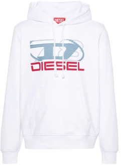 Diesel Witte Sweatshirt met Voorkant Print Diesel , White , Heren - Xl,L,S